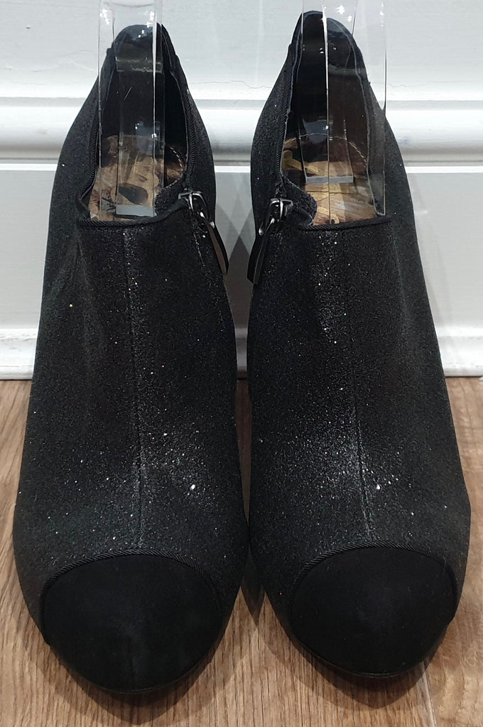 SAM EDELMAN Black & Grey Metallic Fabric Suede Trim Shoe Boots 9M UK7 - NEW!