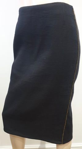 JITROIS Beige Brown Black Ribbed Front Python Panel Bodycon Short Mini Skirt UK8