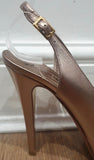 GINA Nude Metallic Leather Peep Toe Platform High Stiletto Evening Sandals Shoes