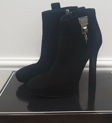 GIUSEPPE ZANOTTI Black Suede Sculpted Platform Ankle Boots UK6 39 NEW IN BOX!