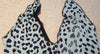 DESIGNER MADE IN ITALY Blue & Black Animal Print Diamante Halter Neck Swimsuit S