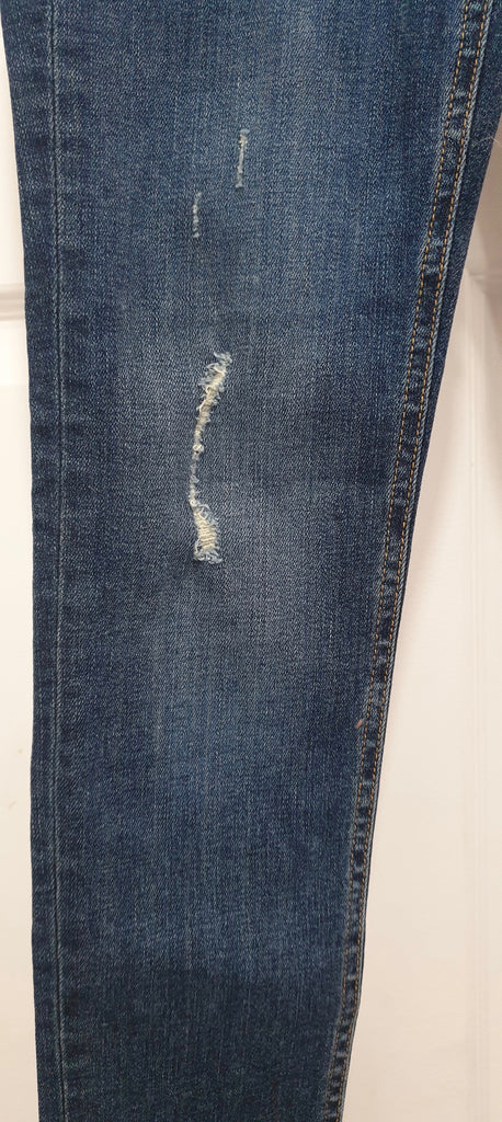 RAG & BONE Blue Cotton Denim Distressed Skinny Crop Capri Jeans Trousers Pants