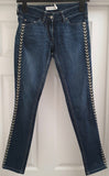 ISABEL MARANT ETOILE Blue Cotton Aztec Trim Slim Leg Jeans Trousers Pants 36 UK8