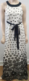 PAUL SMITH BLACK LABEL White Black Silk Floral Belted Sleeveless Maxi Dress UK12