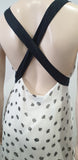 PAUL SMITH BLACK LABEL White Black Silk Floral Belted Sleeveless Maxi Dress UK12