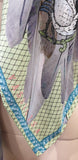 VASSILISA Mint Green & Grey Silk Mermaid Tail Print Extra Large Square Scarf