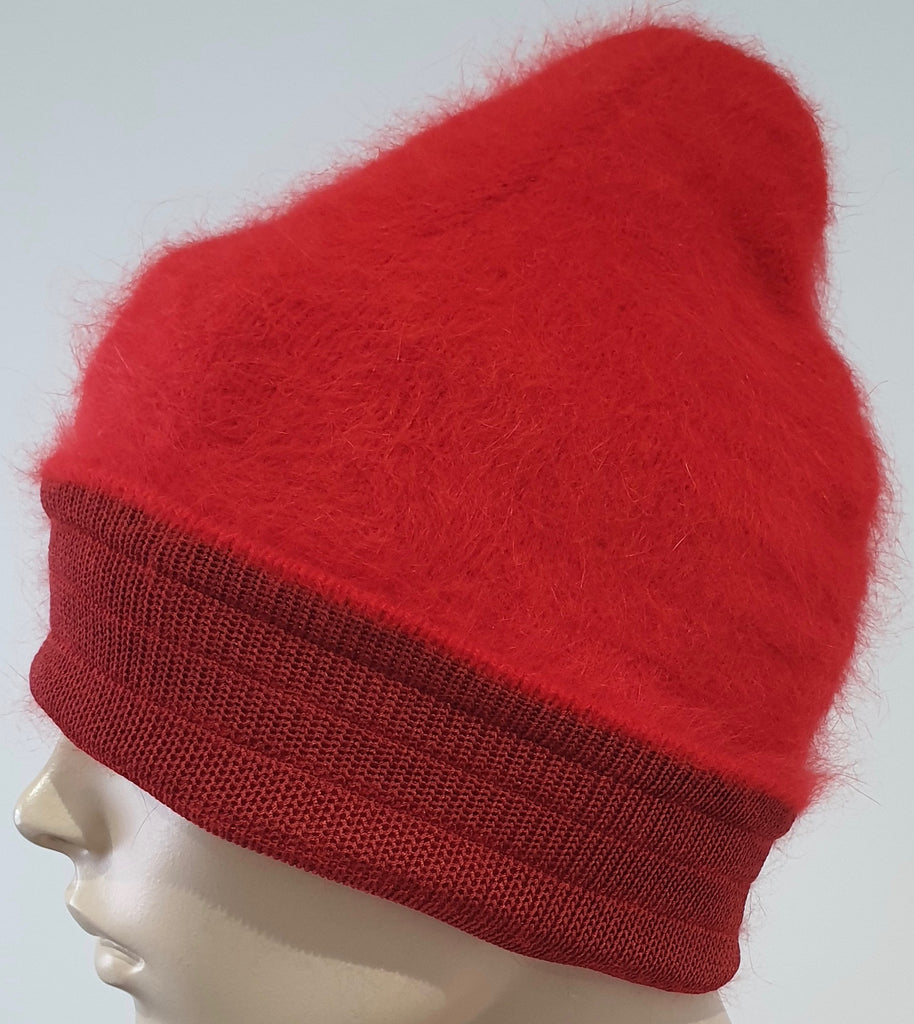 HELMUT LANG Unisex Red Veneered Angora Knitwear Casual Beanie Hat BNWT