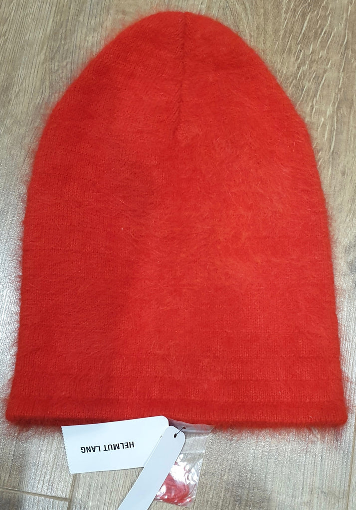 HELMUT LANG Unisex Red Veneered Angora Knitwear Casual Beanie Hat BNWT