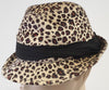 NICOLE MARCIANO Beige Brown & Black Leopard Animal Print Ribbon Trim Fedora Hat