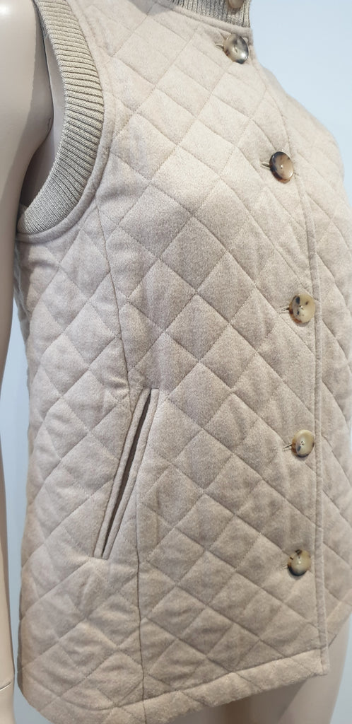 BROOKS BROTHERS Women's CAMEL HAIR Beige Quilted Gilet Waistcoat Jacket UK10