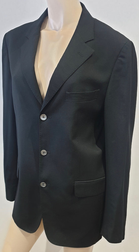 MOSCHINO Menswear Black Virgin Wool Single Breasted Lined Blazer Jacket Sz:50