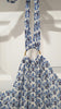 TORY BURCH Blue & White Silk Printed Halter Neck Elastic Waist Wide Leg Jumpsuit