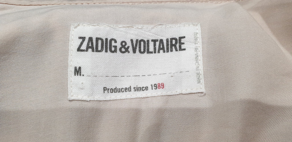ZADIG & VOLTAIRE Cream Lyocell KAVY Zip Fastened Military Inspired Jacket Top L