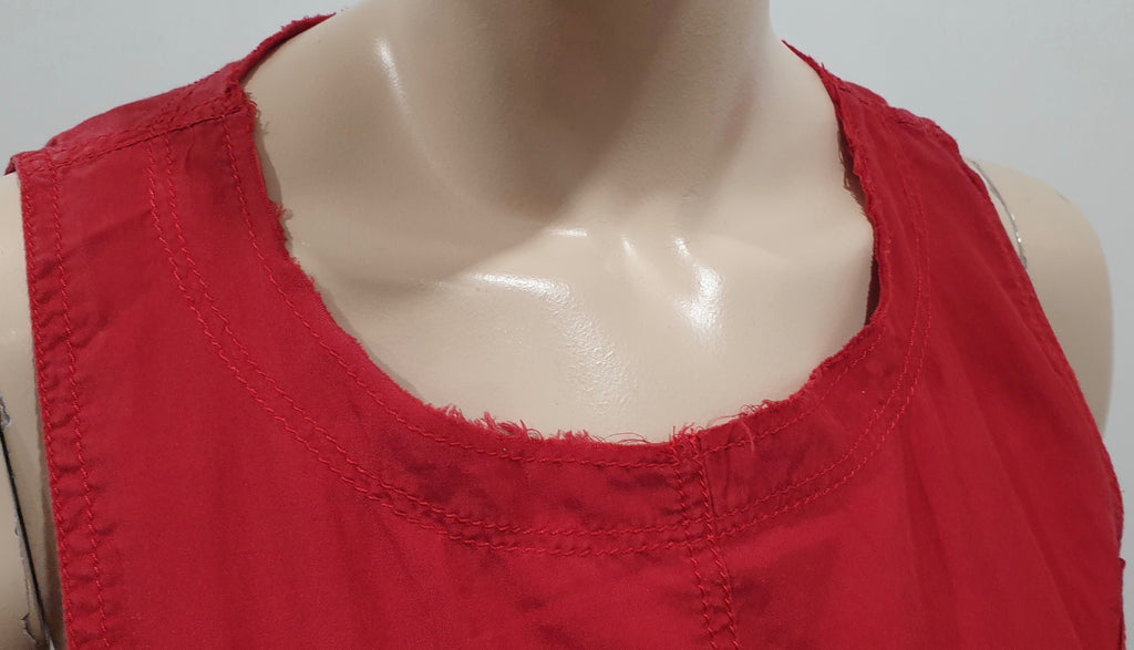 ISABEL MARANT ETOILE Red Cotton Silk Sleeveless Cargo Cami Vest Tank Top Sz: 2/S