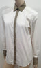 BALLY White & Beige Trim Cotton Collared Long Sleeve Formal Blouse Shirt Top 10