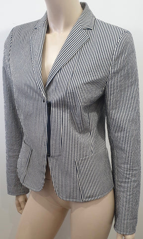 AKRIS PUNTO Grey Sheen Jacket With Wool Ribbed Sleeves & Collar Sz:40; UK12;