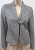 AKRIS PUNTO Blue Grey & White Stripe Cotton Blend Summer Blazer Jacket Top UK12