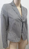 AKRIS PUNTO Blue Grey & White Stripe Cotton Blend Summer Blazer Jacket Top UK12