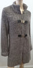 DORIANI CASHMERE Brown & Cream Chunky Knit Funnel Neck Long Cardigan 46 UK14