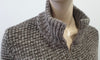 DORIANI CASHMERE Brown & Cream Chunky Knit Funnel Neck Long Cardigan 46 UK14