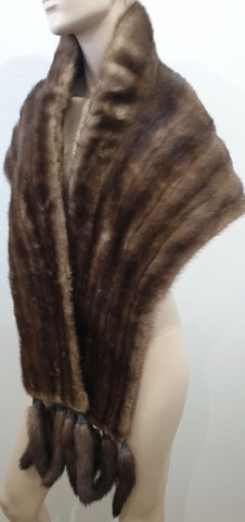 ADRIENNE LANDAU Women's Brown Mongolian Long Length Fur Lined Scarf