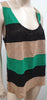 DROME Black Green & Beige Suede Leather Striped Perforated Cami Vest Tank Top L