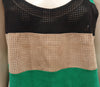 DROME Black Green & Beige Suede Leather Striped Perforated Cami Vest Tank Top L