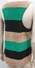 DROME Black Green & Beige Suede Leather Striped Perforated Cami Vest Tank Top L