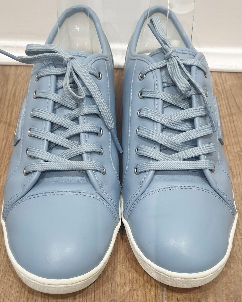DOLCE & GABBANA Women's Powder Blue Leather Branded Sneakers Trainers UK6