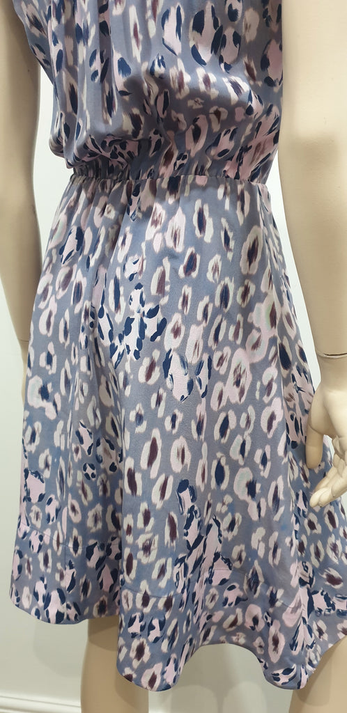 REBECCA TAYLOR Lilac Purple Silk Abstract Print Sleeveless Short Mini Dress 2 UK