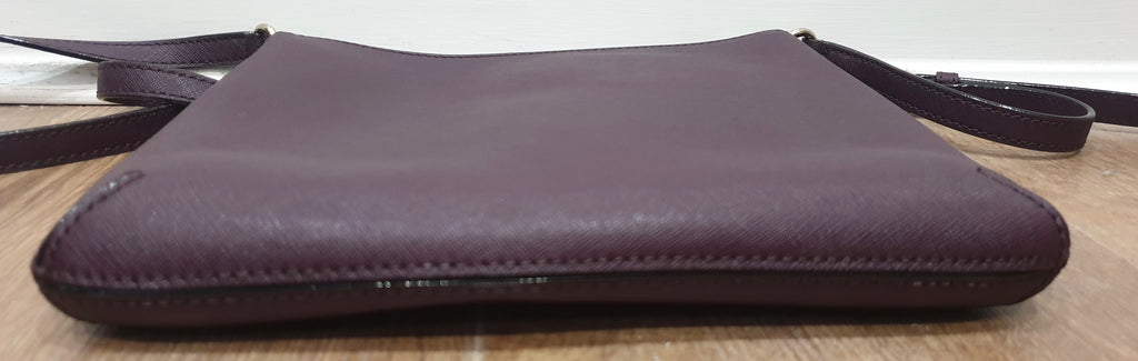 KATE SPADE Burgundy Coated Leather Slim Width Crossbody / Shoulder Strap Bag