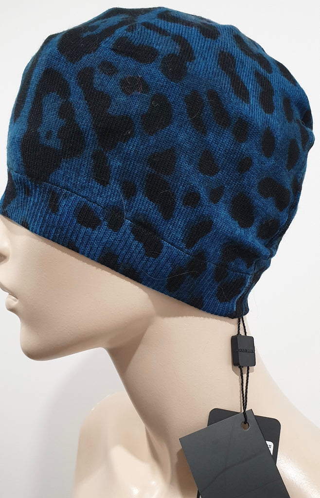 DOLCE & GABBANA Junior Kids Black Blue Animal Wool Fine Knit Beanie Hat BNWT