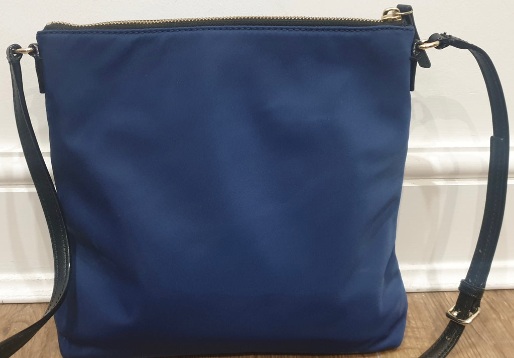 KATE SPADE Royal Blue Fabric Slim Width Black Crossbody / Shoulder Strap Bag