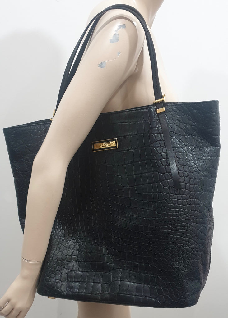 MICHAEL KORS COLLECTION Black Leather Dual Strap Extra Large Tote Shoulder Bag