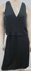 THEORY Women's Black Silk V Neck Sleeveless Layered A-Line Formal Dress 8 UK12