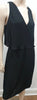 THEORY Women's Black Silk V Neck Sleeveless Layered A-Line Formal Dress 8 UK12