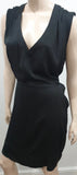 DICTIONARY Women's Black V Neck Sleeveless Tie Waist Short Formal Dress L