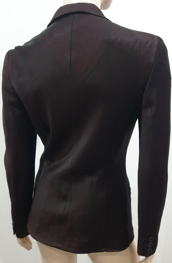 DONNA KARAN Deep Plum Purple Sheen Double Breasted Formal Blazer Jacket UK10
