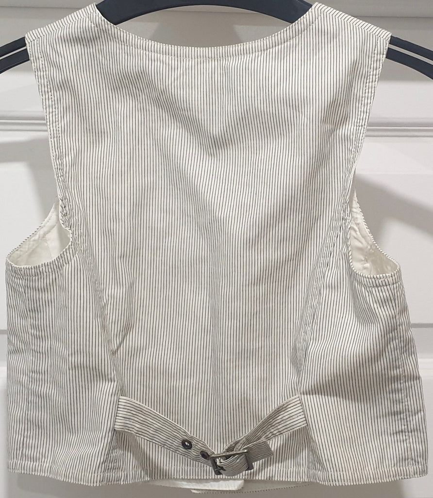 BONPOINT Junior Girl's Cream & Grey Cotton Pinstripe Sleeveless Waistcoat Top 8Y
