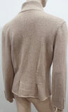 ANNE CLAIRE Beige Cashmere Collared V Neck Long Sleeve Cardigan Top 46 UK14