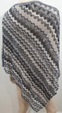 MISSONI Orange Label Grey White Silver Metallic Fine Knit Stripe Poncho Cape Top