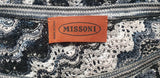 MISSONI Orange Label Grey White Silver Metallic Fine Knit Stripe Poncho Cape Top