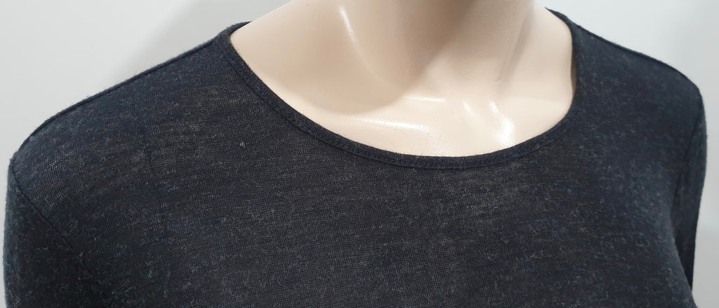 T ALEXANDER WANG Charcoal Grey Jeseywear Keyhole Rear Long Sleeve T-Shirt Top