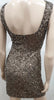 SCALA Bronze Gold Silk Sequin Embellished Mini Bodycon Evening Party Dress UK8