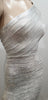 HERVE LEGER Silver & White One Shoulder Bandage Bodycon Evening Mini Dress XS