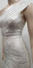 HERVE LEGER Silver & White One Shoulder Bandage Bodycon Evening Mini Dress XS