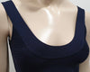 HERVE LEGER Navy Blue KATIE Scoop Neck Sleeveless Bandage Bodycon Top XS