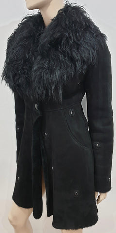 JOSEPH Black Round Neck Long Sleeve Supersoft Leather Blazer Jacket FR36 UK8