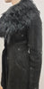 TEMPERLEY LONDON Black Sheepskin Collared Embroidered Winter Jacket Coat UK8