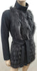 PINKO Women's Grey Wool & Fur Funnel Collared Neck Belted Lined Jacket Coat UK6